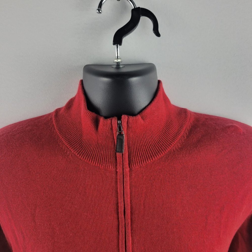 Jos A Bank signature collection quarter zip sweater mens pima Large red Mens 434 - Picture 3 of 10